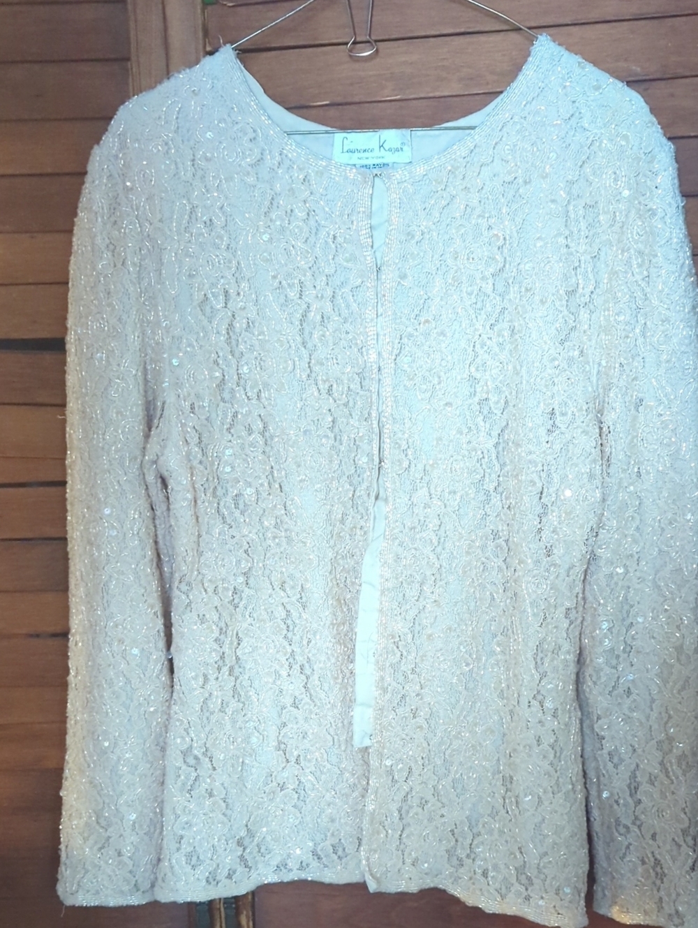 Laurence Kazar Pale Pink Beaded Lace Jacket